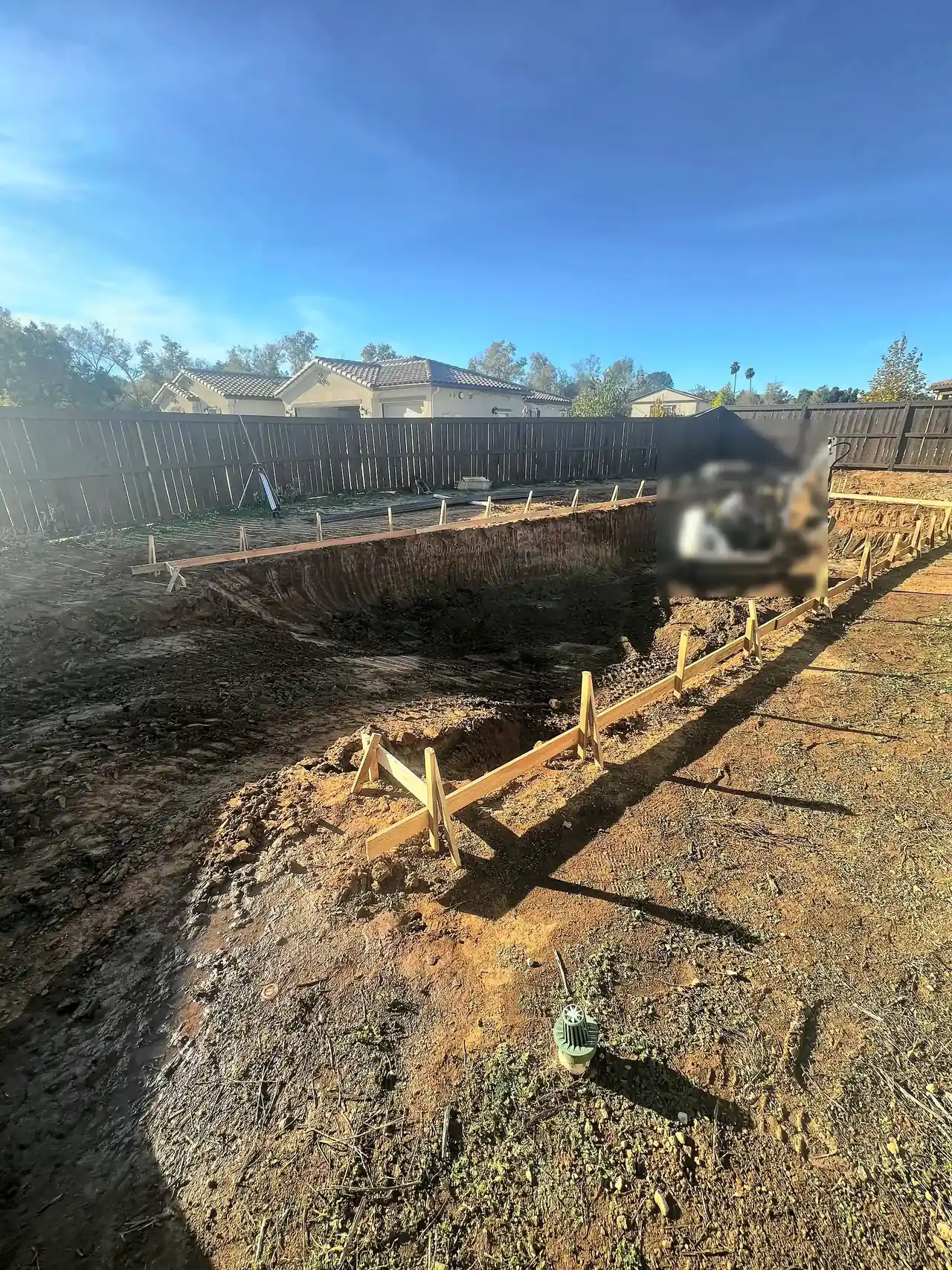 The pool dug and formed